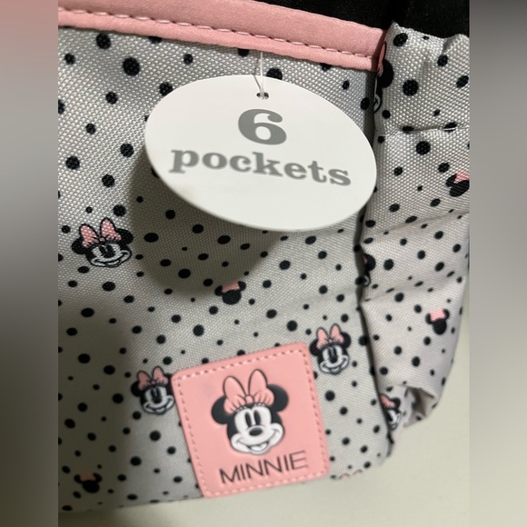 Disney Minnie Diaper Bag Tote, 17 inches, pink, grey and black - Picture 5 of 12